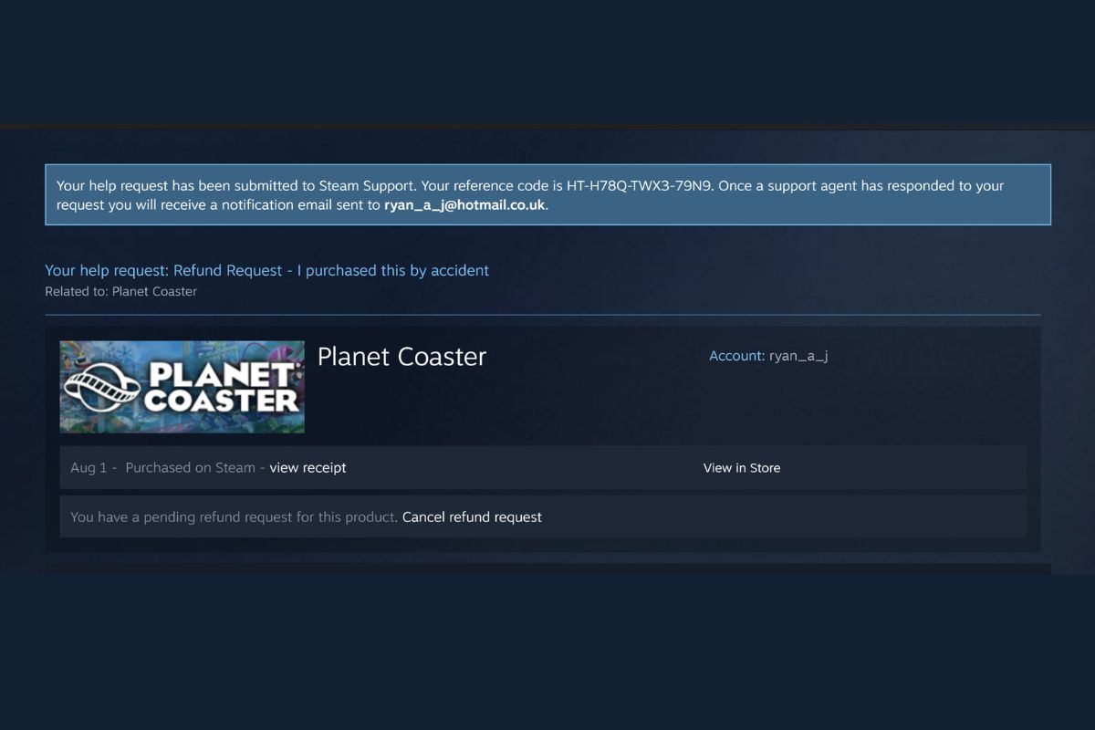 How To Refund A Game On Steam A Step By Step Refund Guide For Gamers   Steam Game Refund Request Submitted 